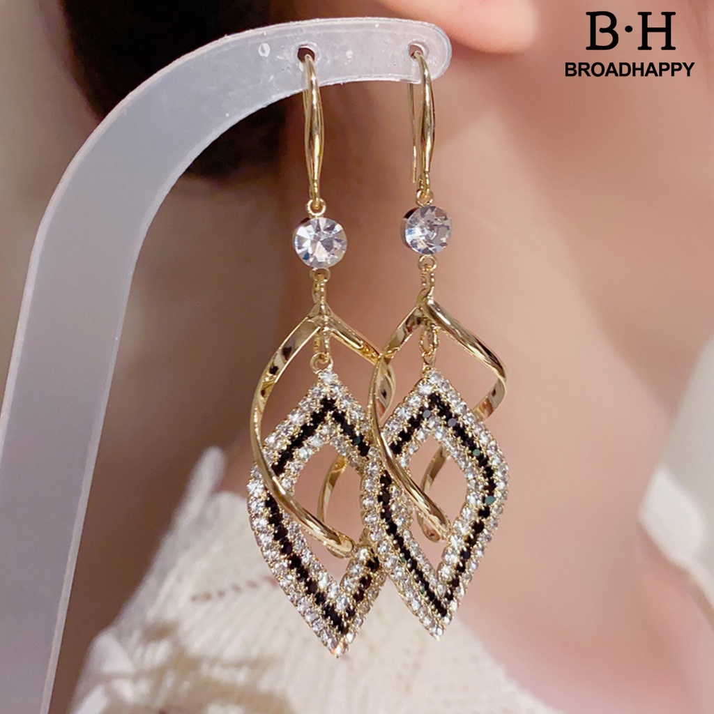 1 Đôi Bông Tai bh.g Đính Đá Thời Trang Vintage Dành Cho Nữ