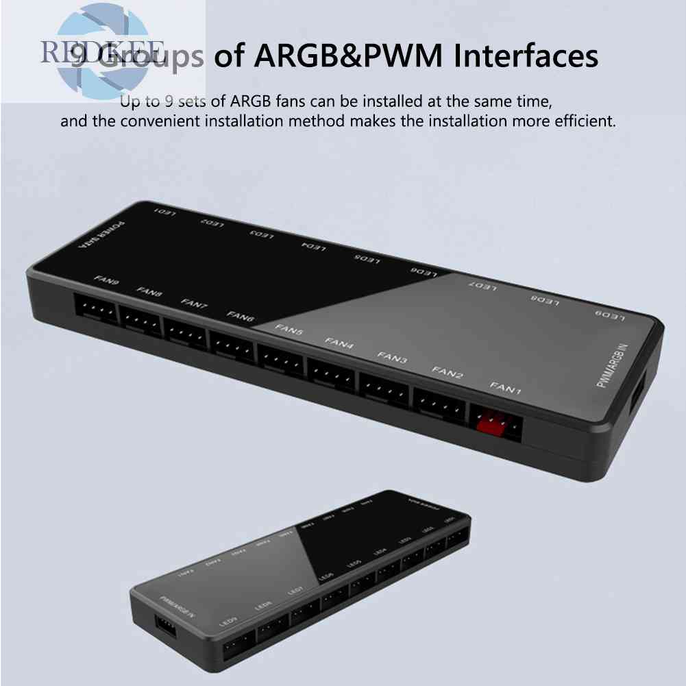 Quạt Tản Nhiệt 1 Sang 9 Hub Điều Khiển Từ Xa 5V 3Pin ARGB 4Pin PWM Cho PC Ốp