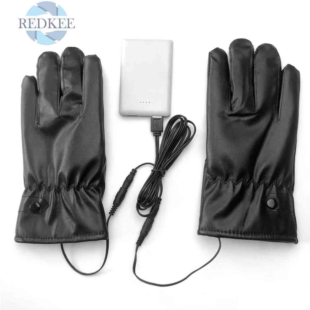 Găng Tay Sưởi Ấm Bằng Da PU Cho Nam Nữ