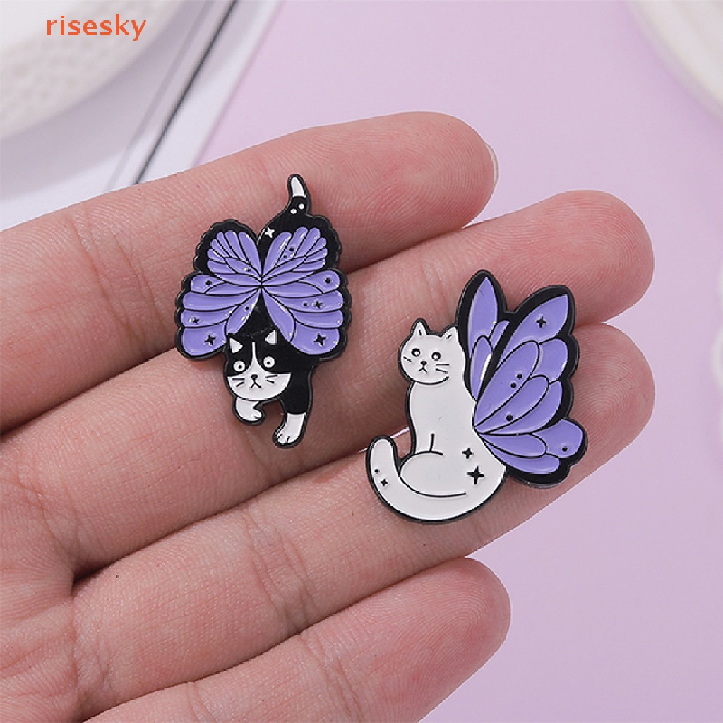 [risesky] Ghim Cài Áo Hình Bướm / Phù Thủy Đính Pha Lê Tráng Men Phong Cách Punk Cho Bạn Thân