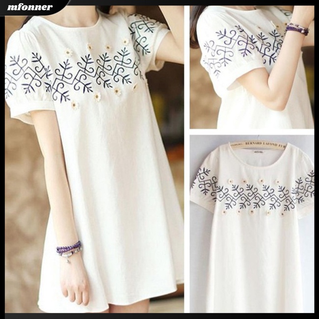 Đầm NgắN Tay In Hoa ThờI Trang Cho Nữ