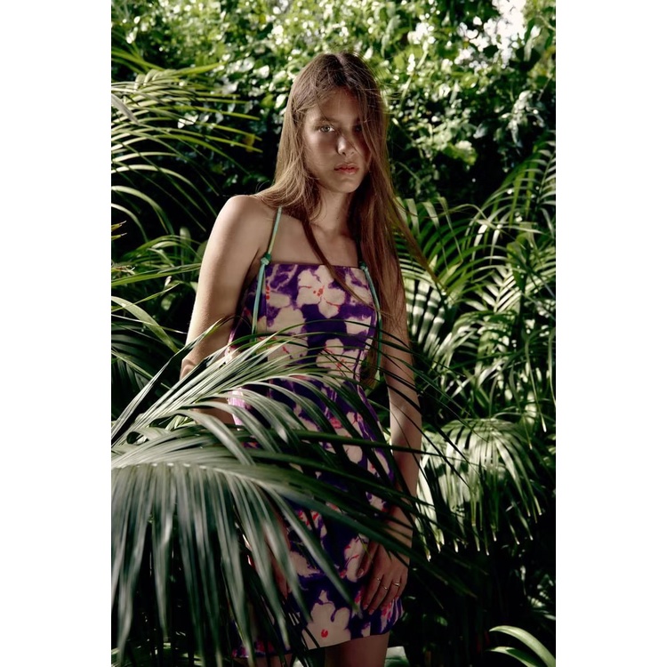 Đầm Vải Lanh In Hoa Phong Cách Âu Mỹ Thời Trang Xuân Hè Mới 2023 B3449