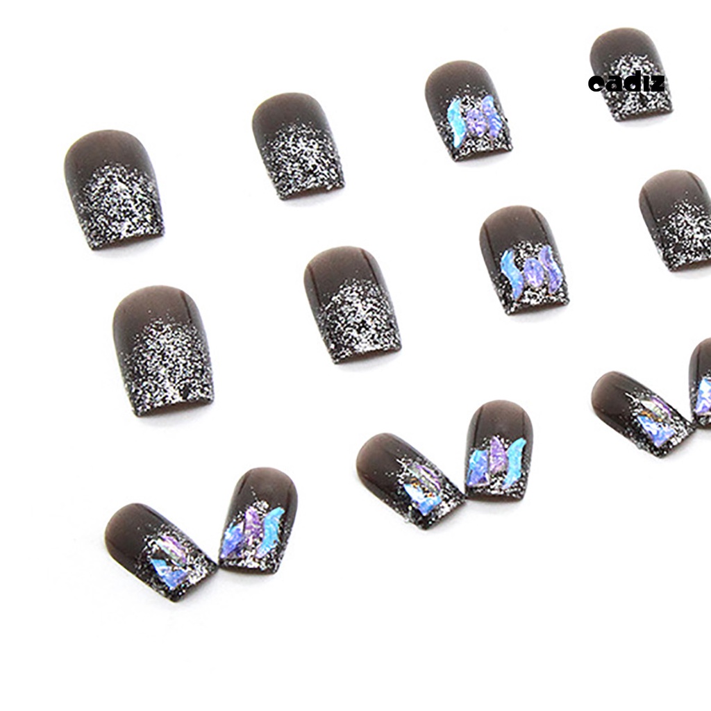 1 Bộ Móng Tay Giả Hình Chữ Nhật Đính Đá Trang Trí Nghệ Thuật DIY