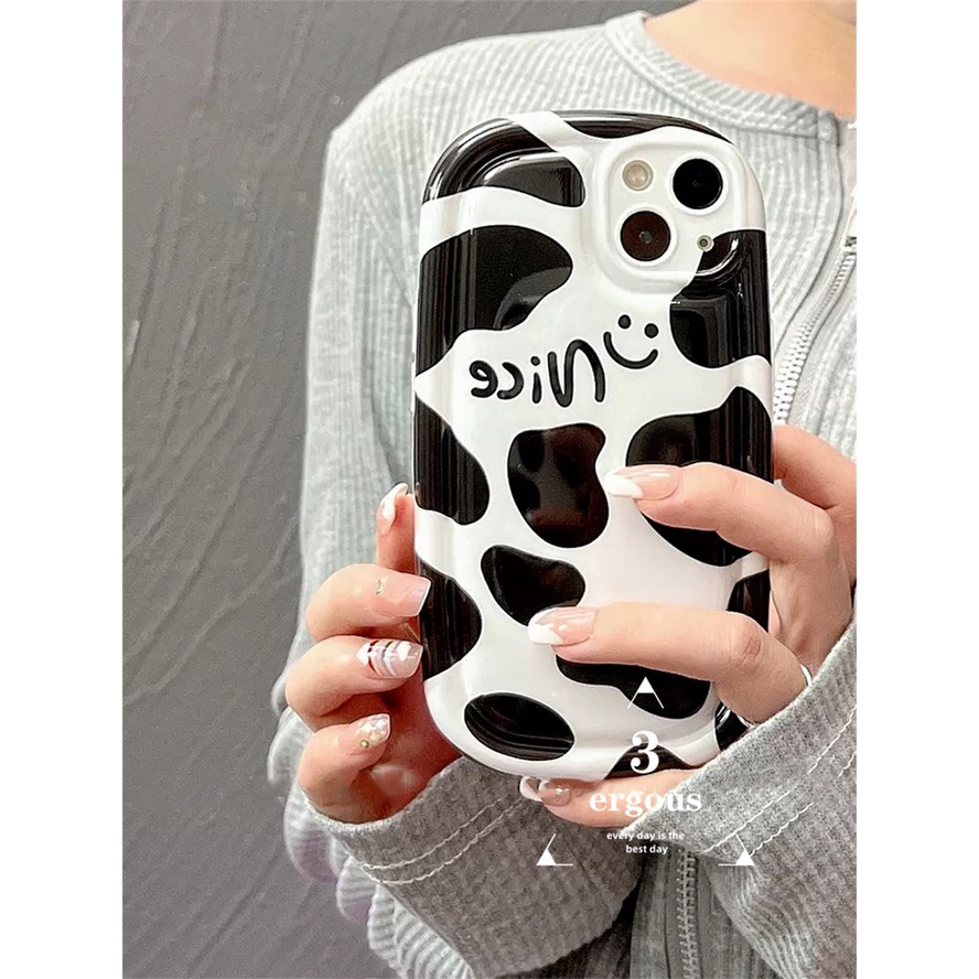 Ốp Điện Thoại TPU Mềm Đệm Khí In Họa Tiết Bò Sữa Cho iPhone 14 13 12 11 Pro Max SE2020 X XR Xs Max 7 8 Plus