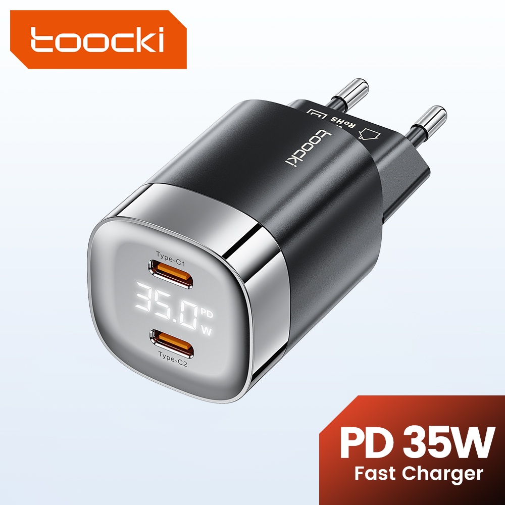 Tẩu Sạc Nhanh Toocki 35W Hai Cổng USB PPS PD QC3.0 Màn Hình Kỹ Thuật Số Dành Cho Samsung USB C