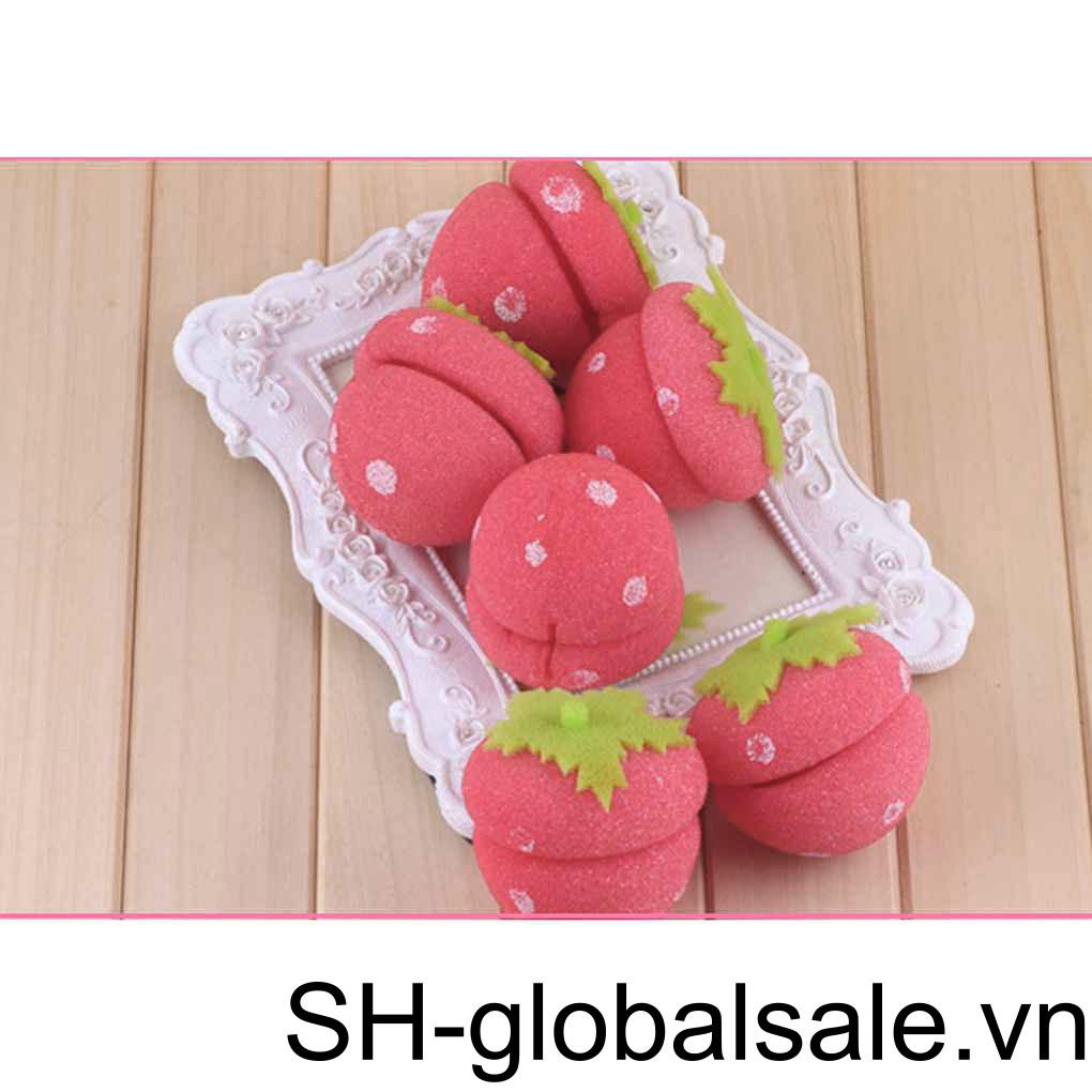 Set 6 Lô Quấn Tóc Xoăn Mềm Mại Hình Quả Dâu Tây Màu Hồng Dành Cho Bạn Nữ