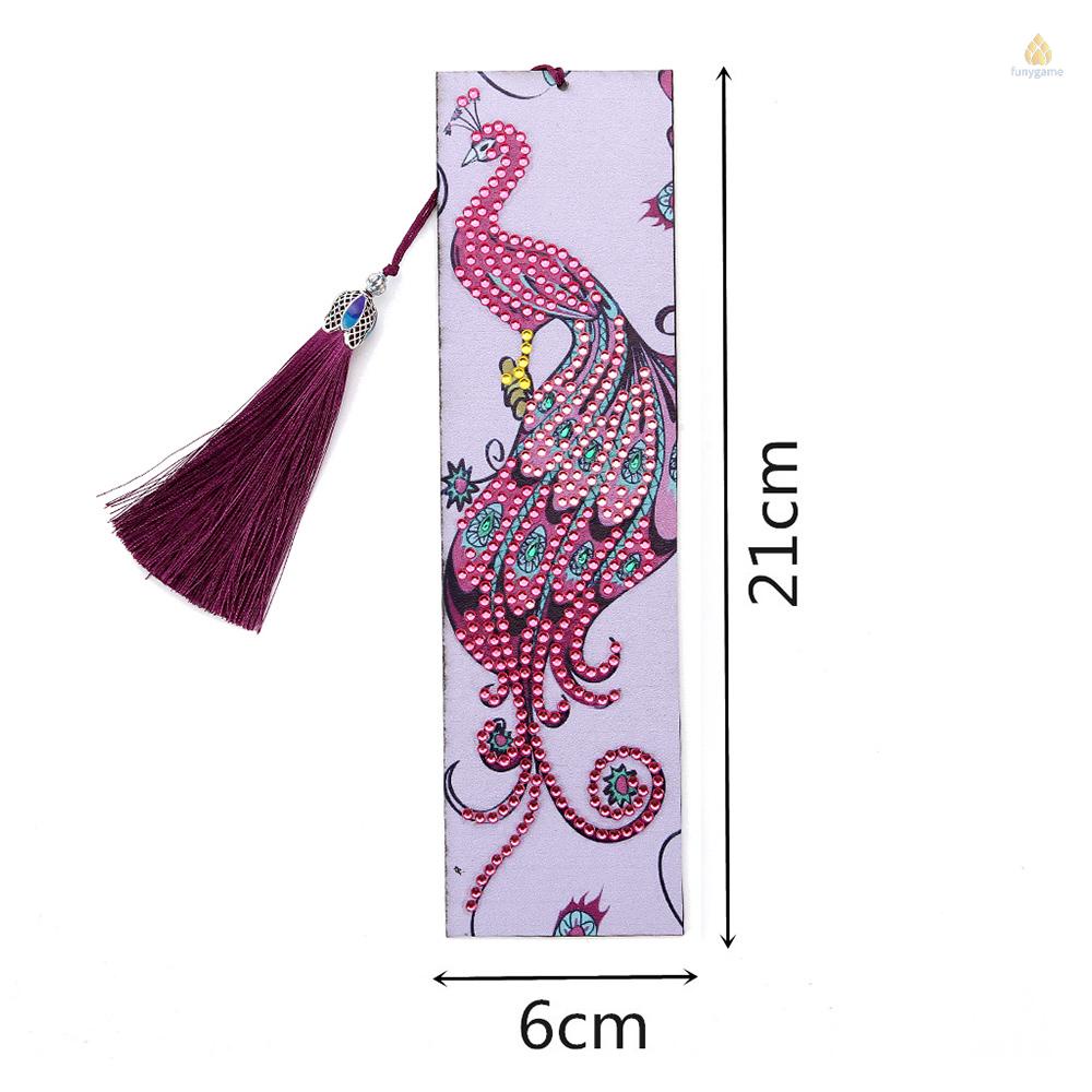 Thẻ Đánh Dấu Sách Bằng Da Họa Tiết Kim Cương Đặc Biệt 5D DIY