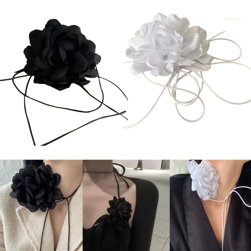 Vòng Cổ Choker Bằng Vải Đính Hoa Nhân Tạo Cho Nữ
