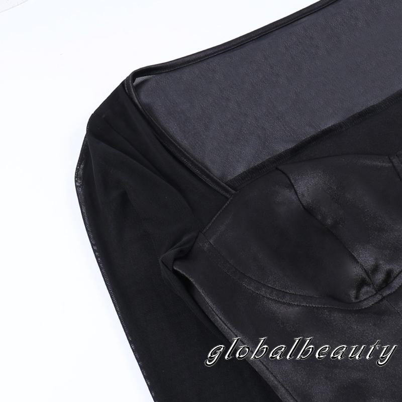 Áo Thun Lửng Tay Dài Phối Lưới Thời Trang Quyến Rũ Cho Nữ