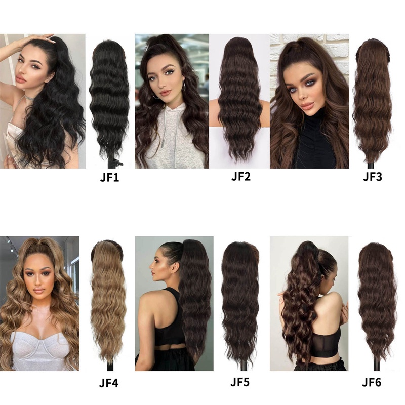 Ygt Tóc Giả Đuôi Ngựa Dài Gợn Sóng Bằng Sợi Tổng Hợp Màu Đen Dành Cho Nữ