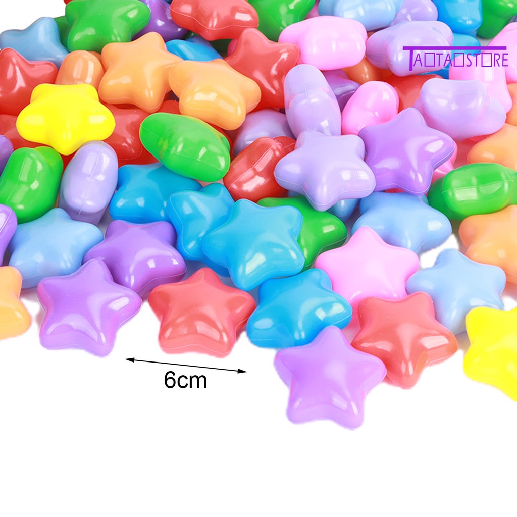 Set 100 Quả Bóng Nhựa Không BPA Nhiều Màu Sắc Hình Ngôi Sao / Trái Tim Luyện Tập Trong Nhà / Ngoài Trời Thoải Mái Cho Bé