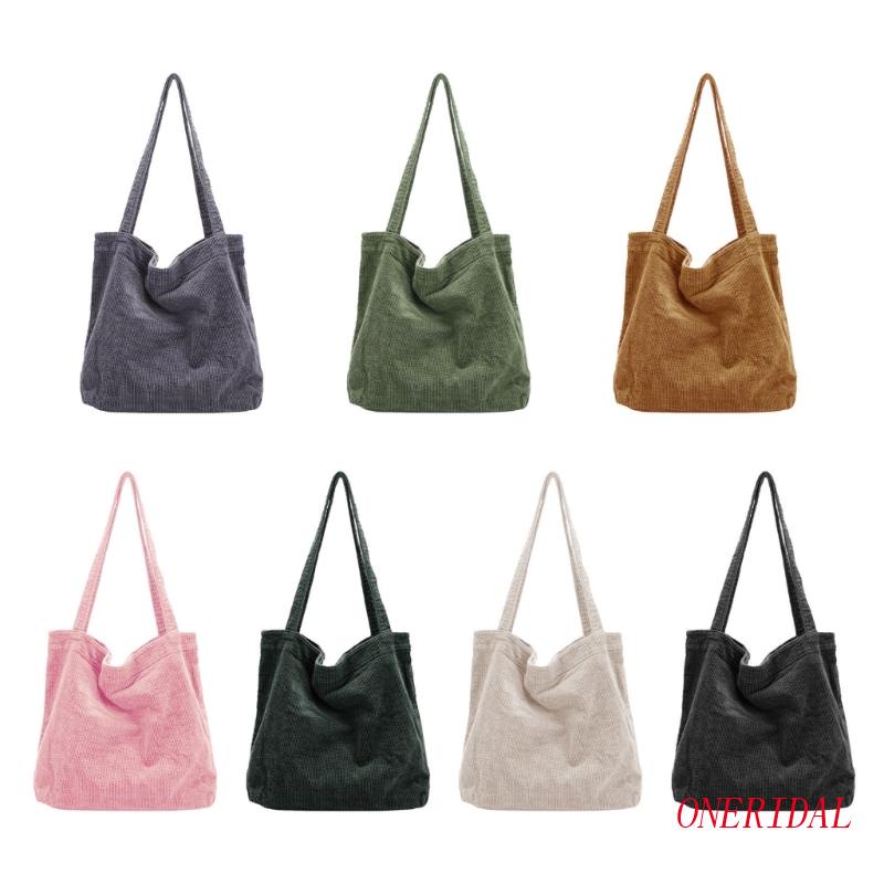 Túi Tote Đeo Vai Sức Chứa Lớn Màu Trơn Có Thể Tái Sử Dụng Cho Nữ