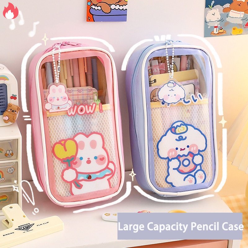Túi Đựng Bút Chì Sức Chứa Lớn Trong Suốt Có Khóa Kéo Dễ Thương SJHY0413