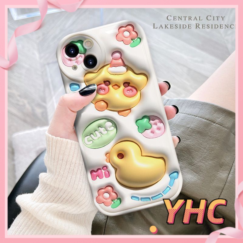 Ốp lưng iphone Hiệu ứng hình ảnh 3D của vịt dễ thương, đệm khí bong bóng, vỏ mềm silica gel chống rơi Cho Iphone 6 / 6S / 6splus / se / 7 / 7plus / 8 / 8plus / X / xs / xsmax / 11 / 12 / 13 / 14 / Plus / pro / pro max-5074