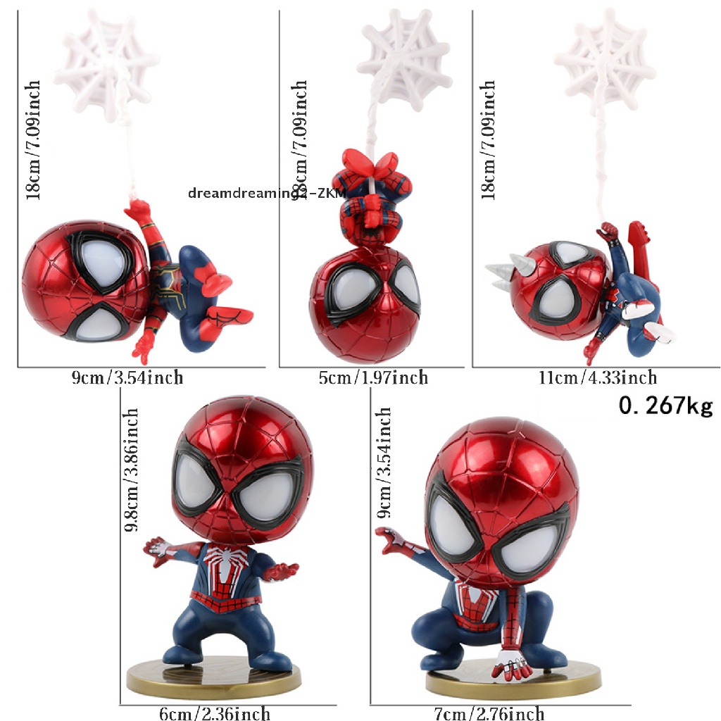 Bộ 5 Mô Hình gashapon Spiderman Trang Trí Xe Hơi