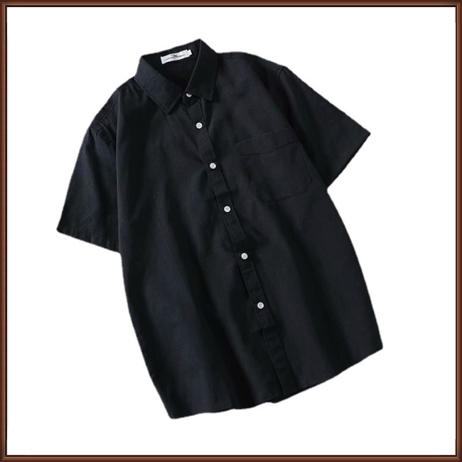 Áo Sơ Mi Tay Ngắn Màu Trơn Có Túi Thời Trang Mùa Hè Cho Nam