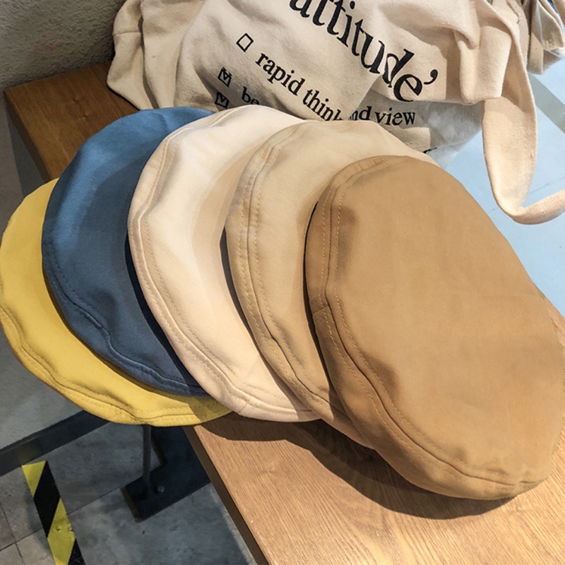 Mũ Beret Vải Cotton Mỏng Thoáng Khí Màu Trơn Dễ Thương Dành Cho Nữ