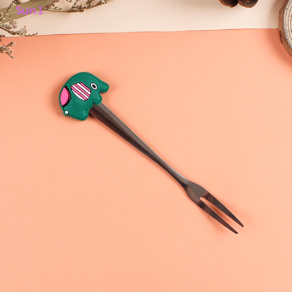 Bộ 5 Nĩa Mini Bằng Thép Không Gỉ Họa Tiết Hoạt Hình Dễ Thương 1 Món