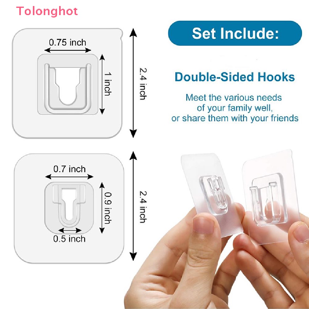 Set 10 Cặp Móc Treo Quần Áo / Mũ Hai Mặt Dán Tường Chống Thấm Nước