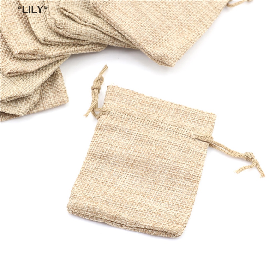 LILY 10 cái Túi vải đay Vải Bố Nhỏ Túi vải lanh dây rút đồ dùng đám cưới uuu