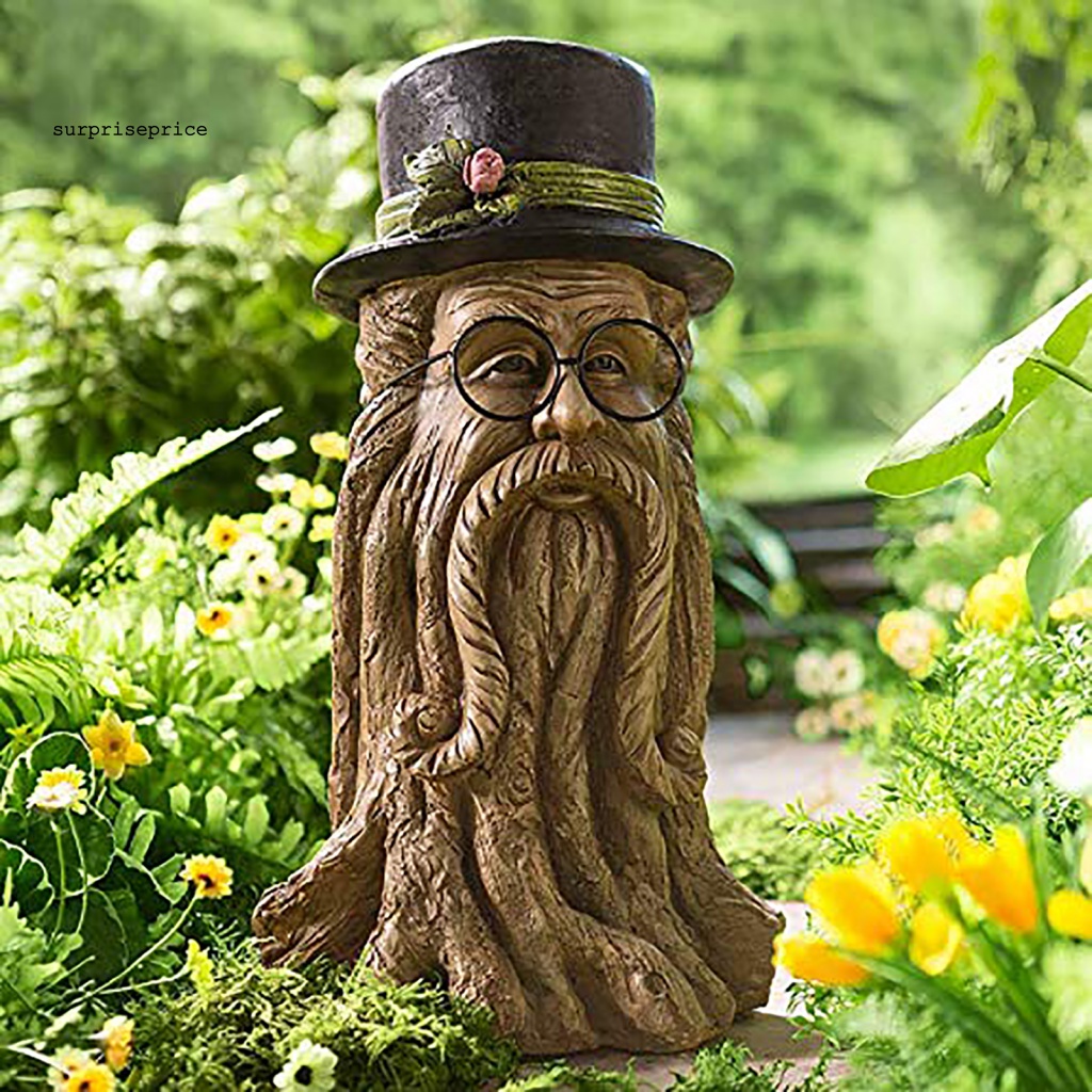 Mô Hình Điêu Khắc Sân Vườn Bằng Nhựa Resin Không Phai Màu Phong Cách Vintage Kèm Mũ