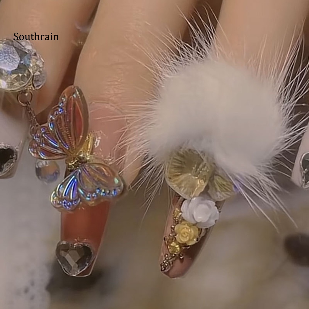 Phụ Kiện Trang Trí Móng Tay Màu Sắc Trơn Đính Bóng Lông Dễ Tháo Rời Cho Nữ