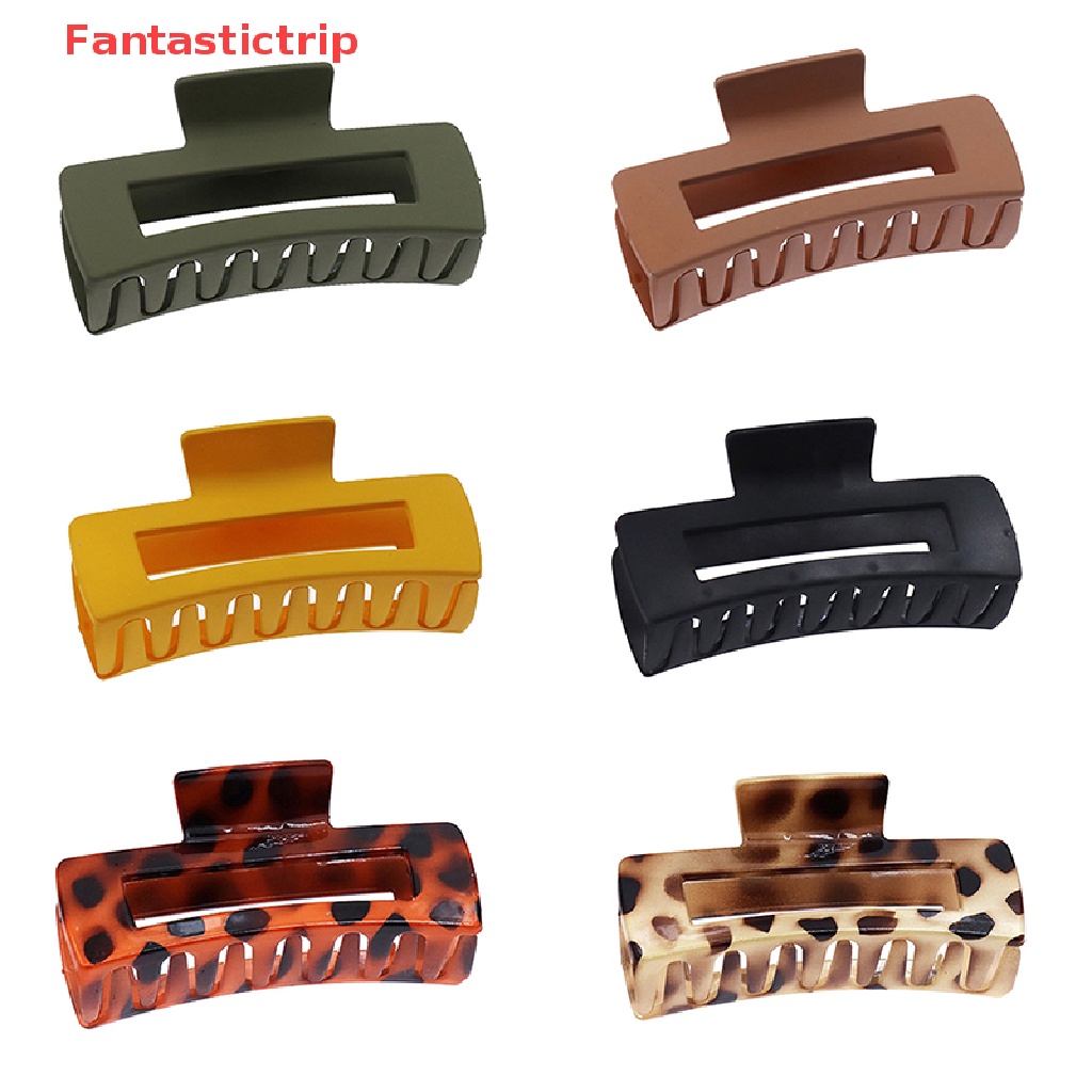 Kẹp Tóc Càng Cua Lớn Bằng Nhựa Màu Trơn Thanh Lịch Cho Nữ