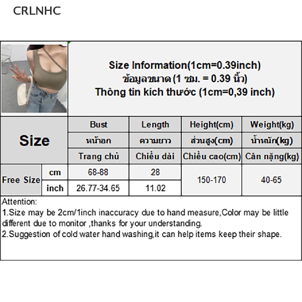 Áo hai dây CRLNHC lệch vai màu trơn mùa hè gợi cảm cho nữ