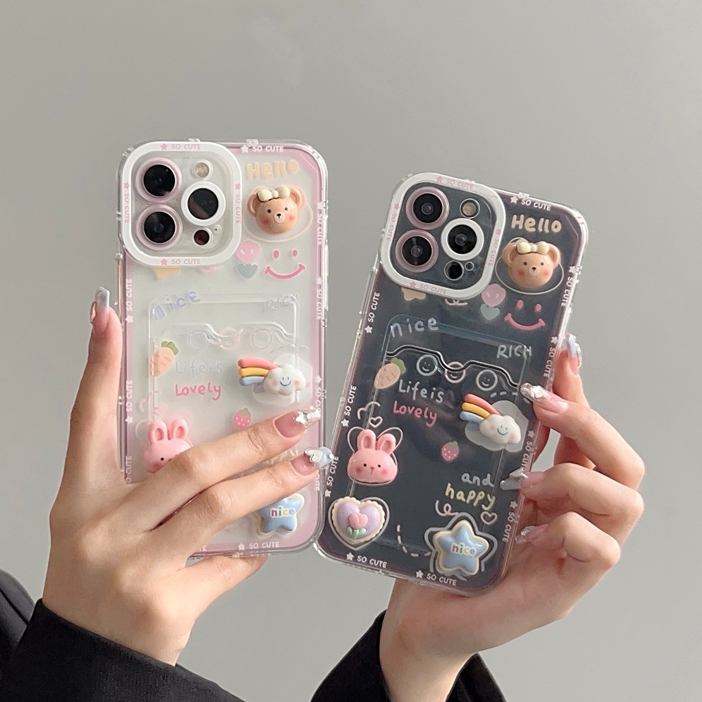 Ốp Điện Thoại TPU Silicon Mềm Trong Suốt Họa Tiết 3D Dễ Thương Cho iPhone 14 13 12 11 Pro XR XS Max 7 8 14 Plus