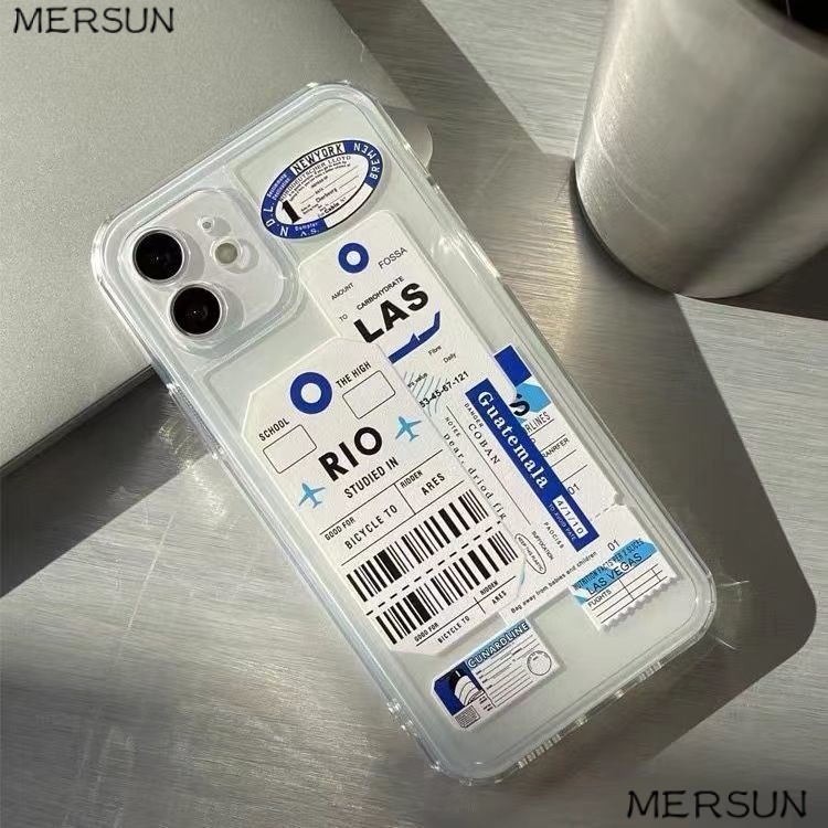 ✅Ốp Điện Thoại Mềm Trong Suốt Họa Tiết Vé Máy Bay Cho Iphone 14 / 8p / 7 XS1113 / Promax 12 XR 5TGX