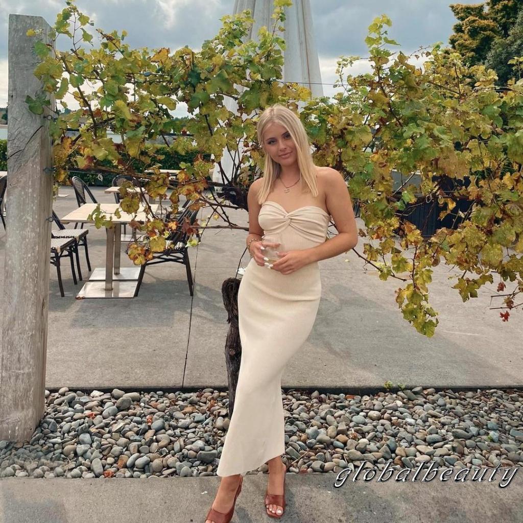 Đầm Maxi Dệt Kim Không Tay Hở Vai Ôm Dáng Thiết Kế Thắt Nút Trước Độc Đáo Thời Trang Cho Nữ