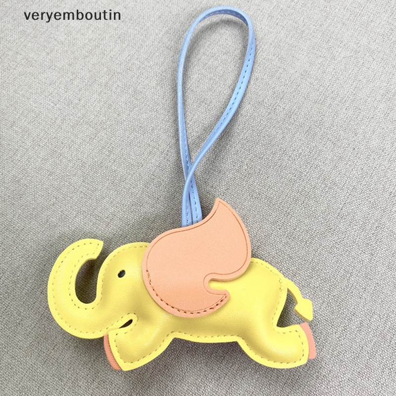 Móc Treo Chìa Khóa Bằng Da PU Hình Chú Voi Có Cánh Độc Đáo Trang Trí Túi Xách Nữ