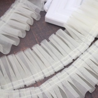 Cuộn dây ruy băng vải ren phối bèo dài 1m dùng trang trí