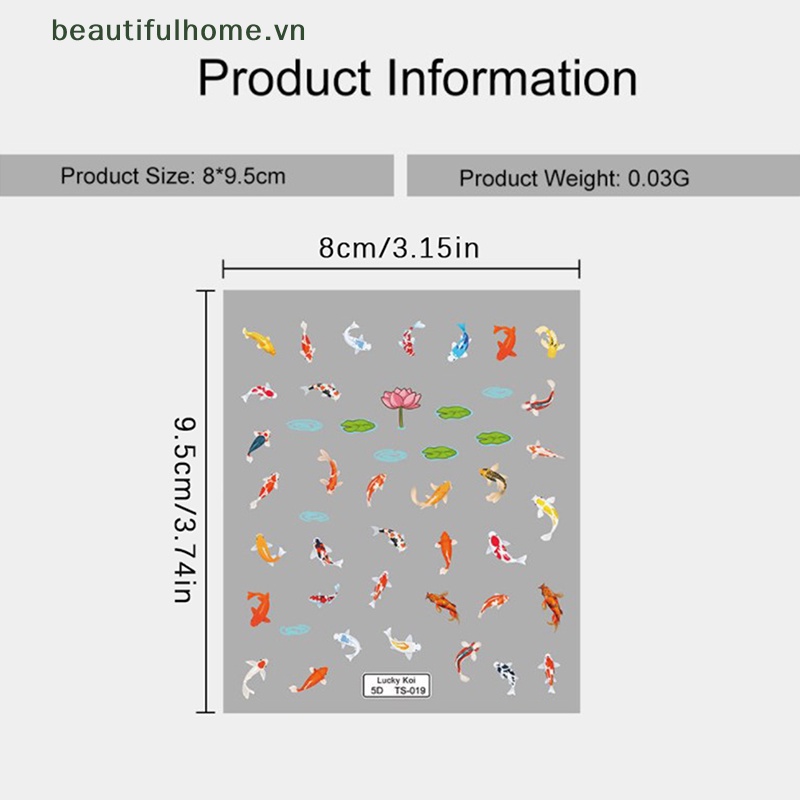 Miếng Dán Trang Trí Móng Tay Mềm Mại Dập Nổi Họa Tiết Lá Sen / Cá Nhỏ Nhiều Màu 5D DIY