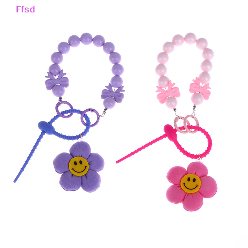 {Ffsd} Móc Chìa Khóa Xe Hơi Đính Hạt Màu Kẹo Ngọt Ngào Hình Hoa Cười Ngọt Ngào Dễ Thương Cho Nữ *