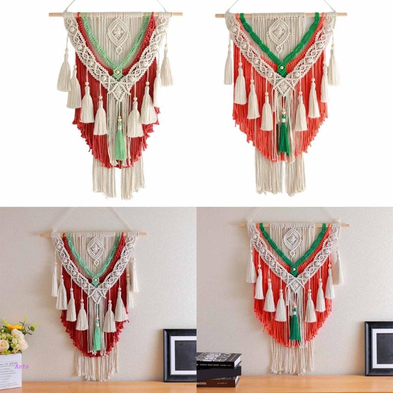 Vòng Bắt Giấc Mơ Macrame Đan Tay Thủ Công Treo Tường Trang Trí Phòng Ngủ Cho Người Lớn Và Trẻ Em