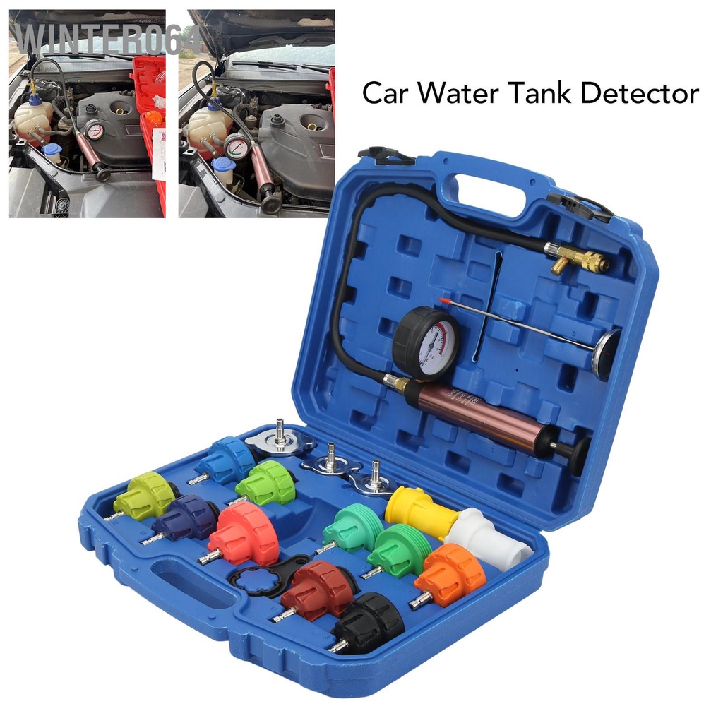 Winter064 Bộ kiểm tra rò rỉ hệ thống làm mát áp suất tản nhiệt 0‑35psl Công cụ phát hiện ô tô Chất Đầu thanh lọc chân không Vòng đệm chuyển đổi bình chứa nước