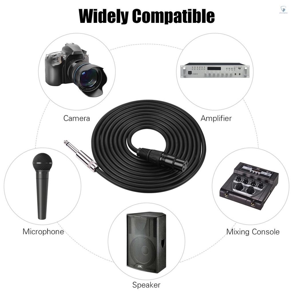 Dây Cáp Âm Thanh Chuyển Đổi Cổng XLR Sang Cổng 1 / 4 Inch TS Mono Giảm Tiếng Ồn 3m / 9.8ft