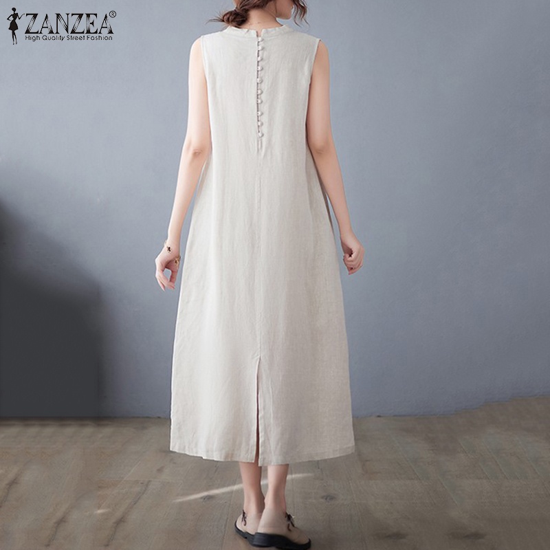 Đầm Dài Không Tay Cổ Tròn Thời Trang Cho Nữ