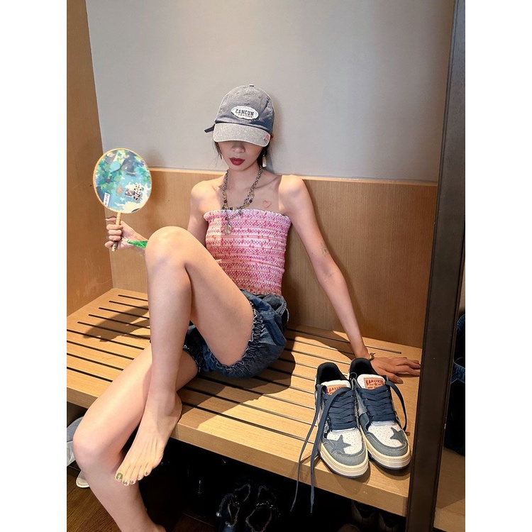 Cozok Áo Không Tay Dáng Ngắn Ôm Sát Phối Màu Tương Phản Gợi Cảm Hợp Thời Trang