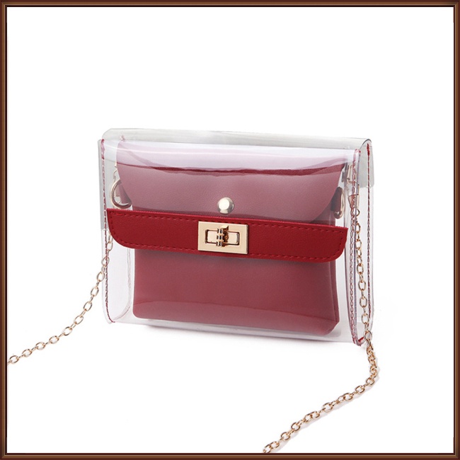 Túi Đeo Chéo Mini Trong Suốt Có Khóa Thời Trang Cho Nữ