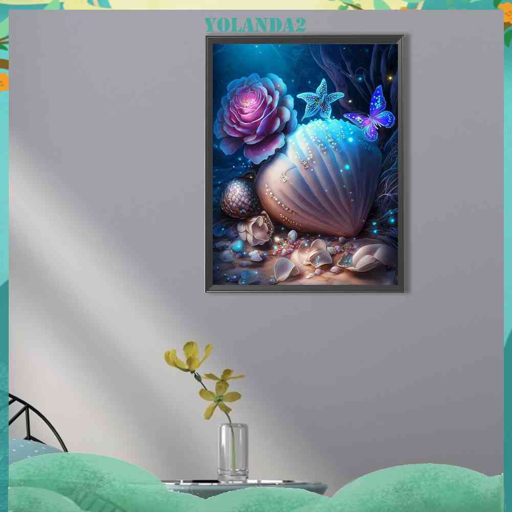 Bộ Tranh Đính Đá 5D Họa Tiết Vỏ Sò Độc Đáo DIY Dùng Trang Trí Nhà Cửa