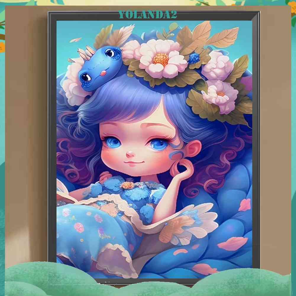 Bộ Tranh Đính Đá 5D Họa Tiết Hoạt Hình Cô Gái Độc Đáo DIY Dùng Trang Trí Nhà Cửa