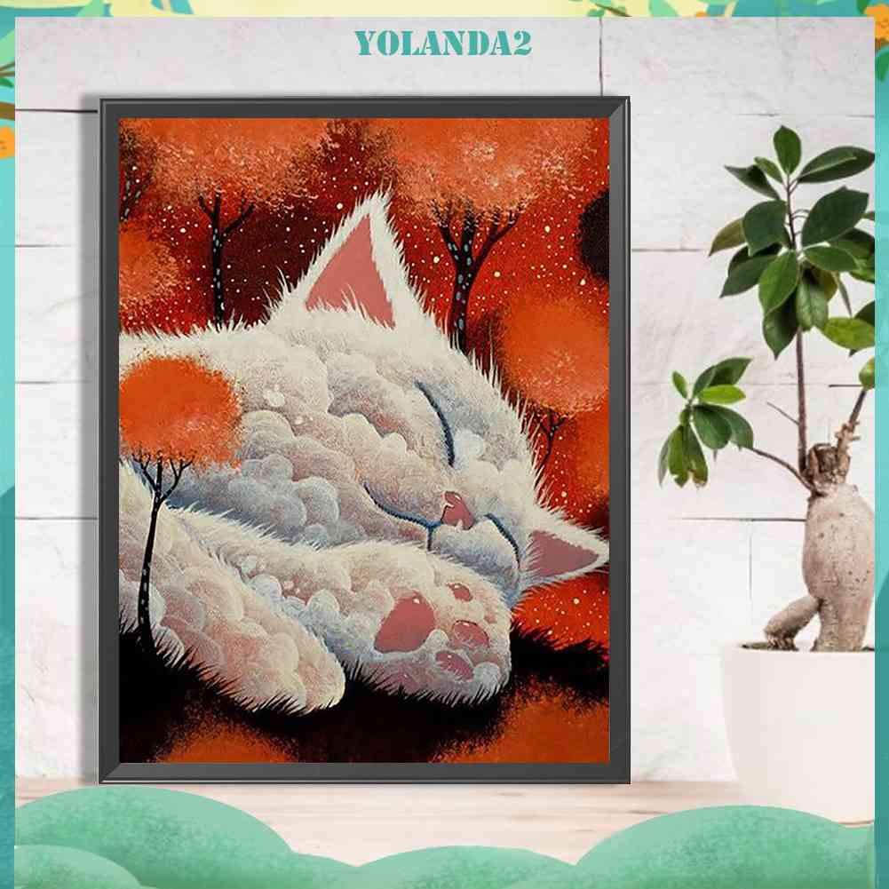 Tranh Đính Đá Kim Cương Toàn Bộ 5D DIY Hình Vẽ Mèo Trang Trí Nhà Cửa