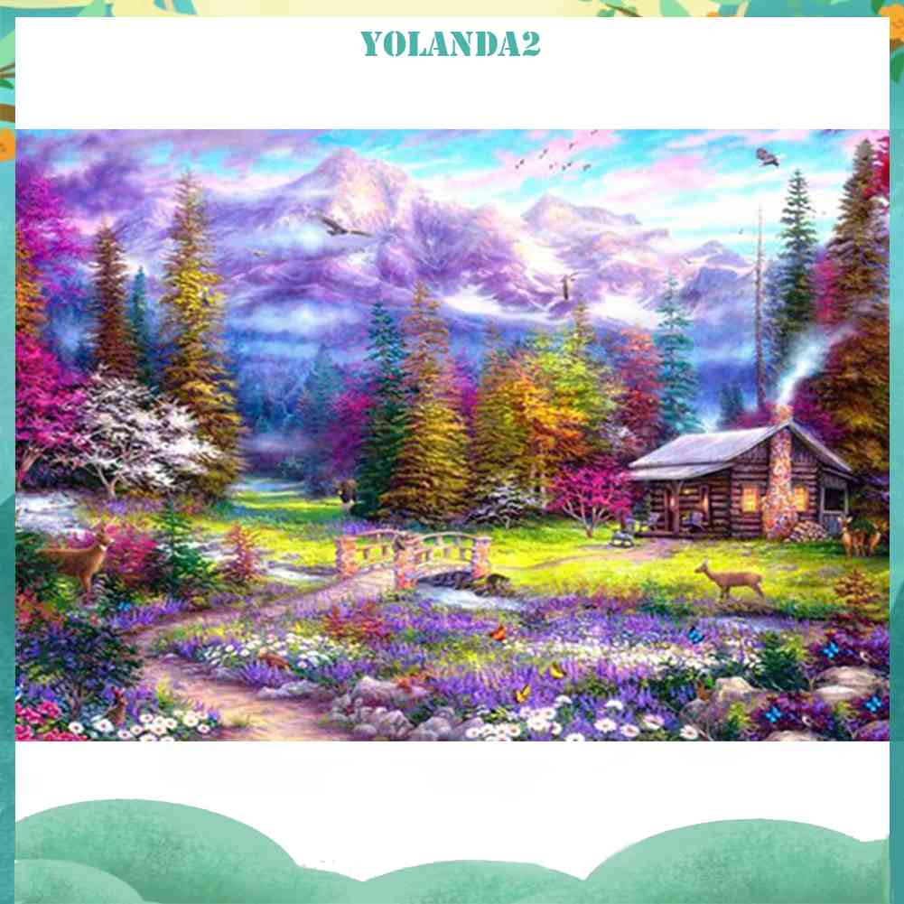 Bộ Tranh Đính Đá 5D Tự Làm Toàn Diện Họa Tiết Khu Vườn Tím Trang Trí Nhà Cửa