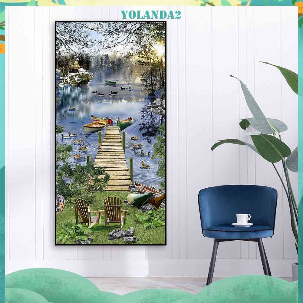 Bộ Tranh Đính Đá Toàn Diện Họa Tiết Đường Phố Hồ Độc Đáo Trang Trí Nhà Cửa