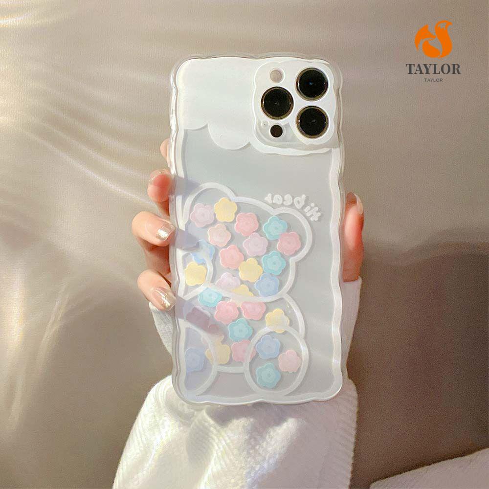 Ốp Điện Thoại Nhựa Cứng Siêu Mỏng In Hình Gấu Bông Hoa Màu Kẹo Chống Sốc TAYLOR1 Cho iPhone 13 / 13Pro Max