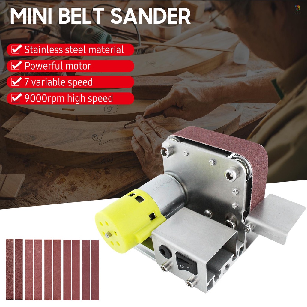 Máy Mài Đánh Bóng Mini Geevorks 7 Tốc Độ Với 10 Dây Đai Bằng Acrylic Kim Loại / Gỗ / Kim Loại