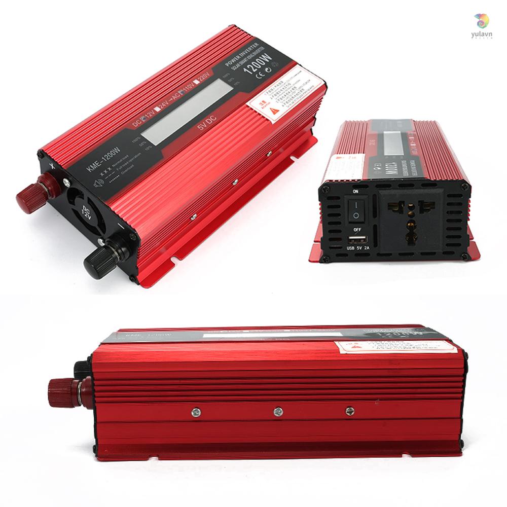 Bộ Chuyển Đổi Nguồn Điện 500W 12V Sang 110V AC Có Màn Hình LCD Cổng Sạc USB Cho Xe Hơi RV