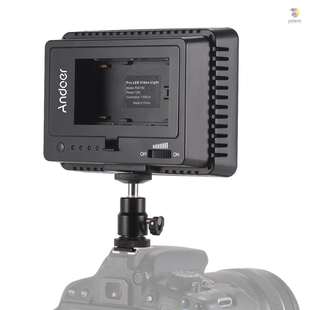 ANDOER Set 160 Đèn LED 5600K Có Công Tắc Điều Chỉnh Độ Sáng + 3 Tấm Lọc Cho Máy Ảnh DSLR